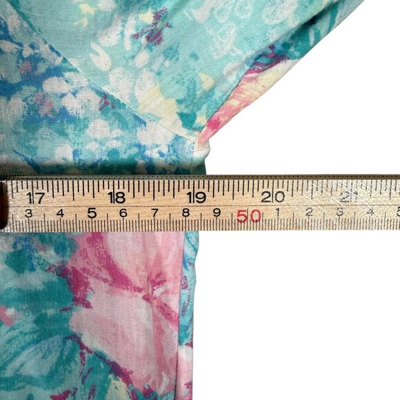 Vintage Miss Elaine Seersucker Floral Zip Front House Coat Robe Full Length M/L - Picture 6 of 9